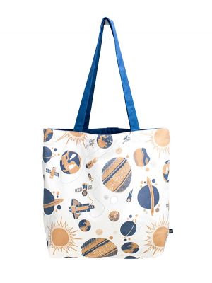 Retro Space Canvas Shoulder Tote