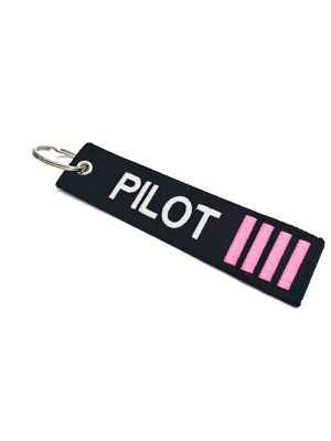 Pilot Stripes Pink Embroidered Keychain