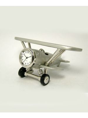 Silver Biplane Clock