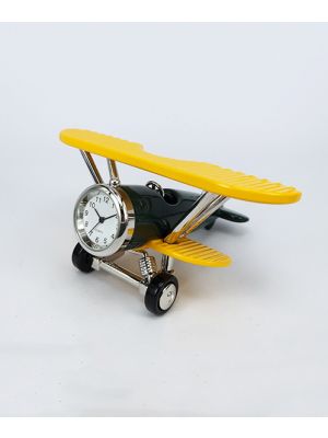 Yellow and Green Biplane Clock