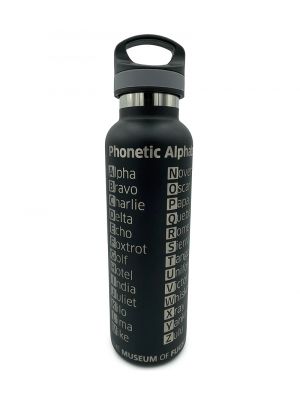 Phonetic Alphabet Black 20oz Water Bottle