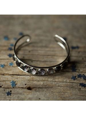 Moon Phase Silver Cuff Bracelet