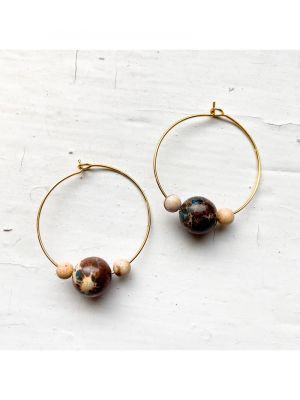 Mars and Moons Beaded Hoop Earrings