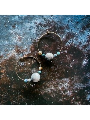 Jupiter and Moons Beaded Hoop Earrings
