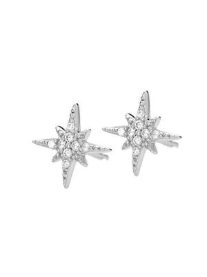 Sparkly Starburst Silver Stud Earrings