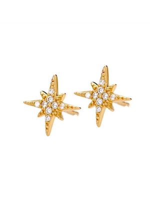 Sparkly Starburst Gold Stud Earrings