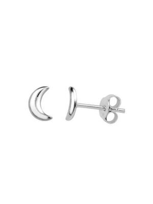 Crescent Moon Silver Stud Earrings