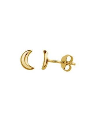 Crescent Moon Gold Stud Earrings