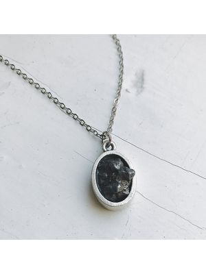 Oval Raw Meteorite Necklace