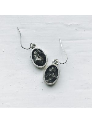 Raw Meteorite Oval Dangle Earrings