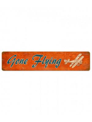 Gone Flying Biplane Metal Sign