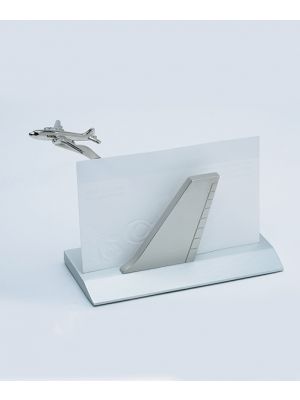 Silver Airplane Business Card Holder