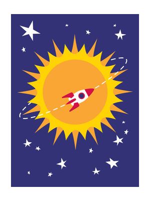 Around The Sun Rocket Birthday Card