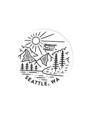 Floatplane Flying Over Mountains Sticker