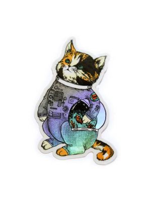 Space Cat Astronaut Holographic Sticker