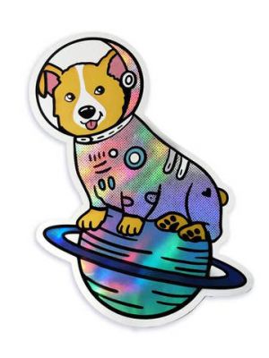 Space Corgi Astronaut Holographic Sticker