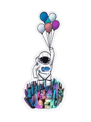 Astronaut Balloons Holographic Sticker