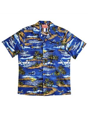 Navy Islands and Fighters Hawaiian Shirt