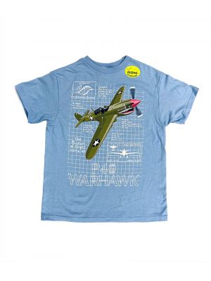 Blue P-40 Warhawk Blueprint Youth Tee