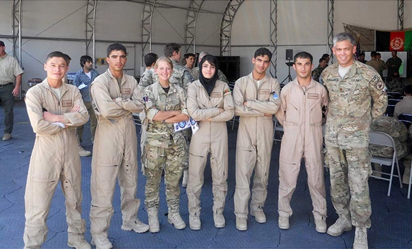 Photo of Niloofar Rahmani and fellow soliders